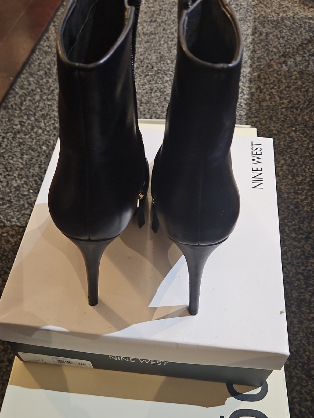 Nine West Black Leather High Heel Ankle Boots